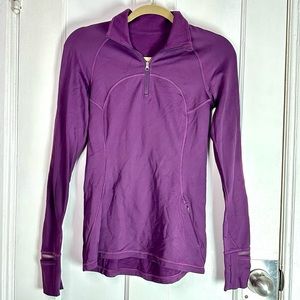 Lululemon First Mile 1/2 Zip Pullover Darkest Magenta 6 ruched back